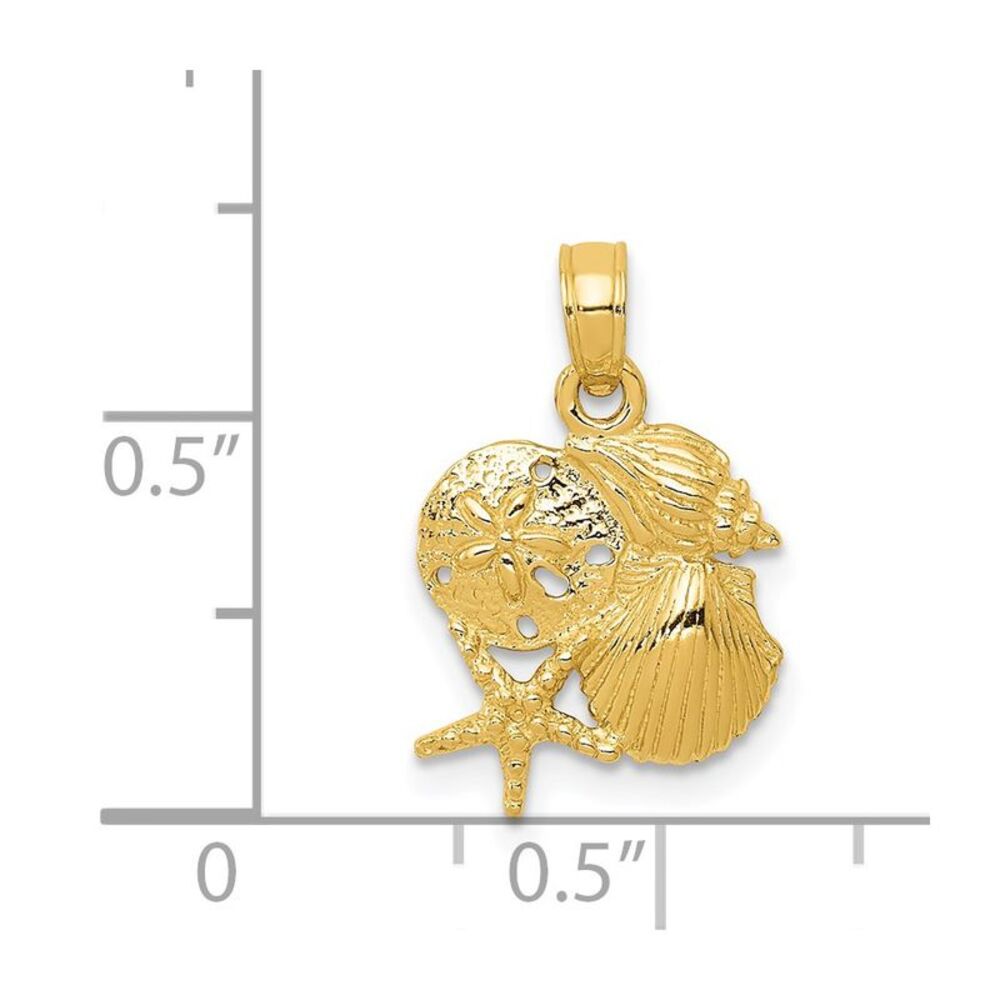 14k Yellow Gold Solid Polished Mini Shell Cluster… - image 3